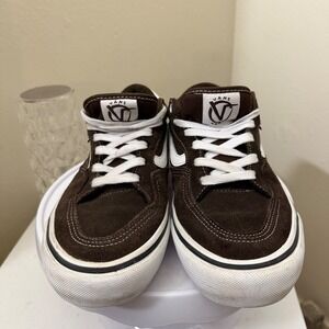 Vans Skate Rowley Brown White Suede PopCush Skateboarding Shoes Mens 8.5